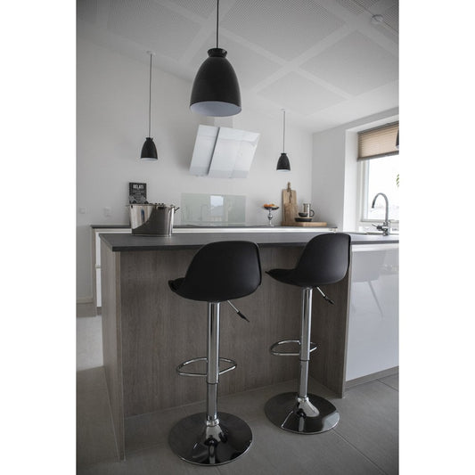 House Nordic ApS - Trondheim Barstoel - Zwart, PU-leer, resistent gegoten kunststof, rubberhout, chromen poten, 41x39x82-104cm - Set van 2 - Deco Delights