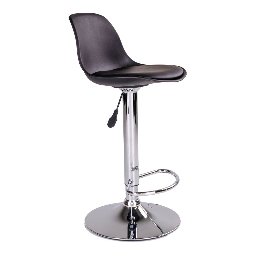 House Nordic ApS - Trondheim Barstoel - Zwart, PU-leer, resistent gegoten kunststof, rubberhout, chromen poten, 41x39x82-104cm - Set van 2 - Deco Delights
