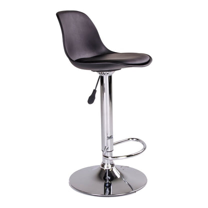 House Nordic ApS - Trondheim Barstoel - Zwart, PU-leer, resistent gegoten kunststof, rubberhout, chromen poten, 41x39x82-104cm - Set van 2 - Deco Delights