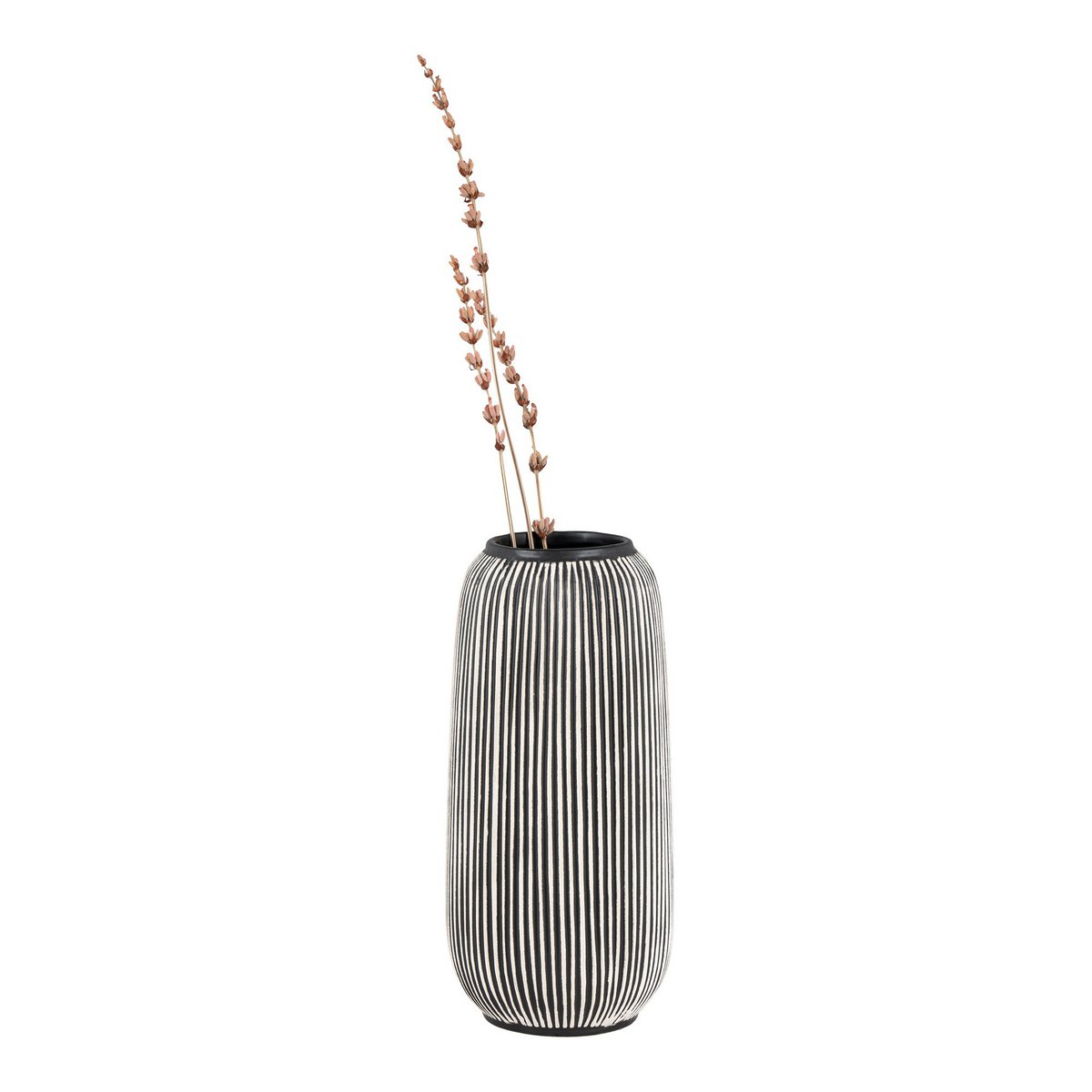 House Nordic ApS - Vaas - Vaas in keramiek, zwart/wit, rond, Ø9,5x20 cm - Deco Delights Vaas