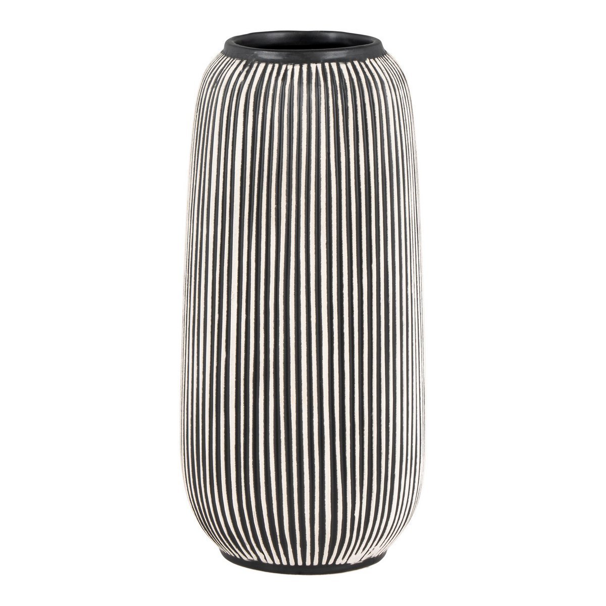 House Nordic ApS - Vaas - Vaas in keramiek, zwart/wit, rond, Ø9,5x20 cm - Deco Delights Vaas