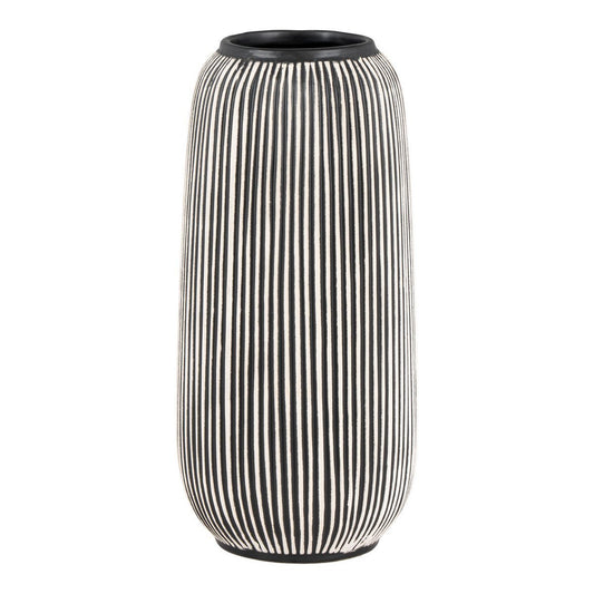 House Nordic ApS - Vaas - Vaas in keramiek, zwart/wit, rond, Ø9,5x20 cm - Deco Delights Vaas