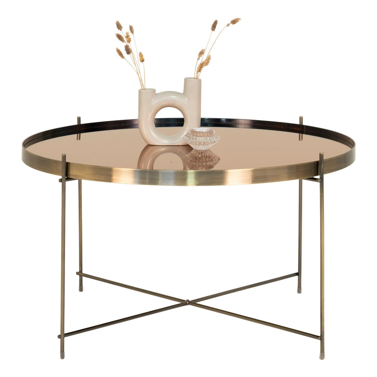 House Nordic ApS - Venezia Coffee Table - Salontafel in messingkleurig staal met glas ø70xh40cm - Deco Delights Salontafel