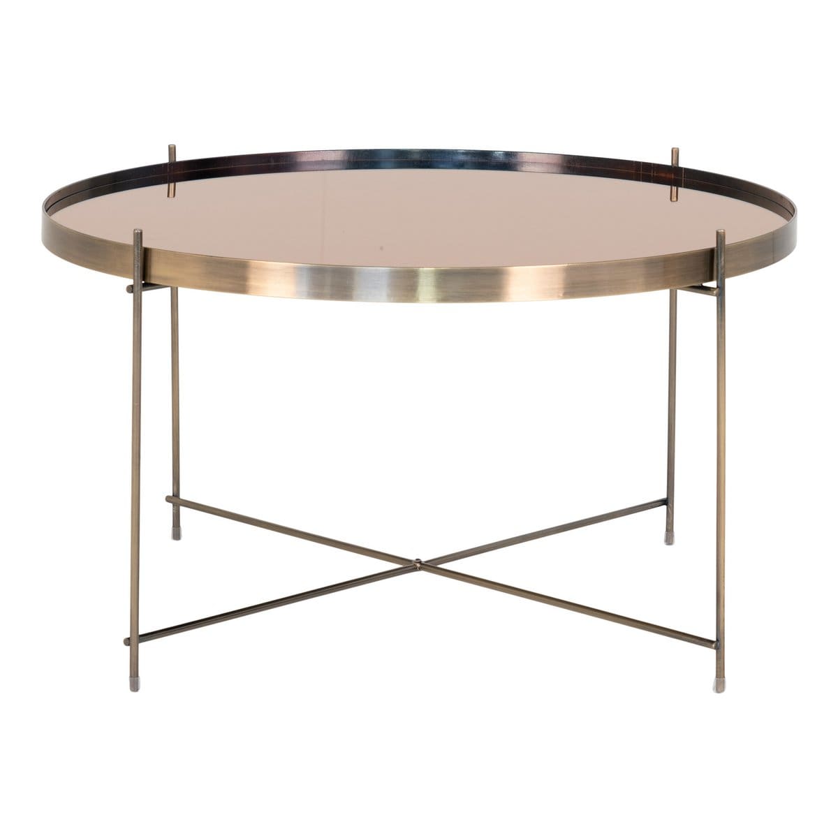 House Nordic ApS - Venezia Coffee Table - Salontafel in messingkleurig staal met glas ø70xh40cm - Deco Delights Salontafel