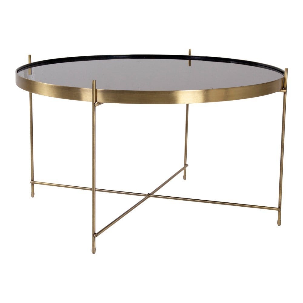 House Nordic ApS - Venezia Coffee Table - Salontafel in messingkleurig staal met glas ø70xh40cm - Deco Delights Salontafel