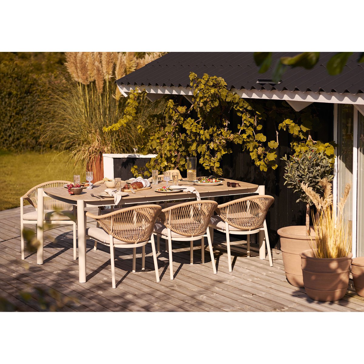 House Nordic ApS - Viola Dinerbord, keramiek, beige, ø27 cm, set van 4 - Deco Delights