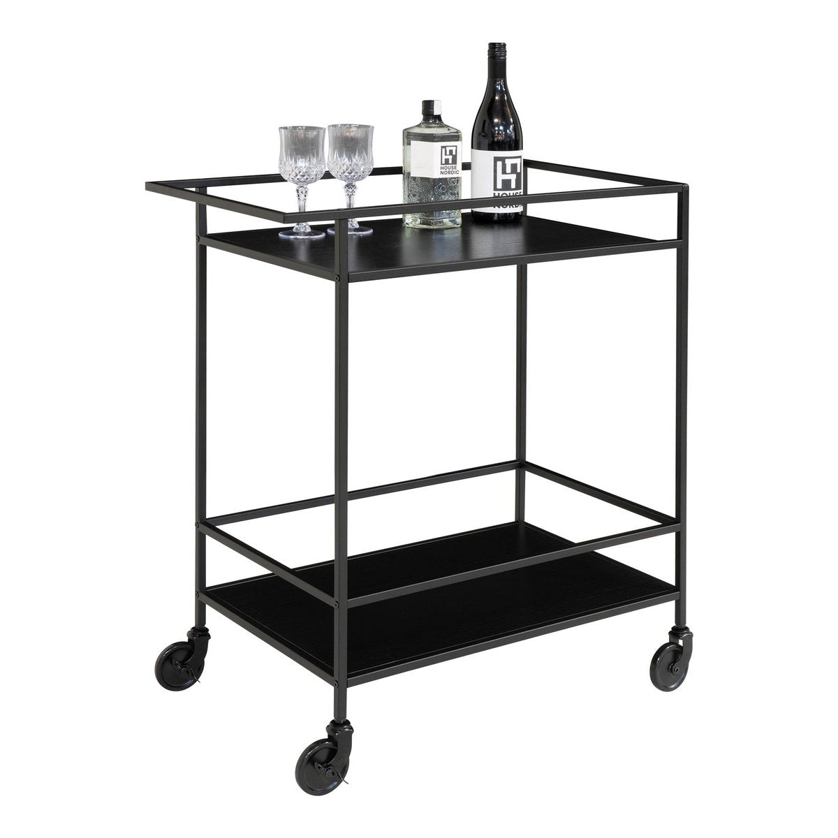 House Nordic ApS - Vita Bar Trolley - zwart, staal, 68x40x79cm - Deco Delights