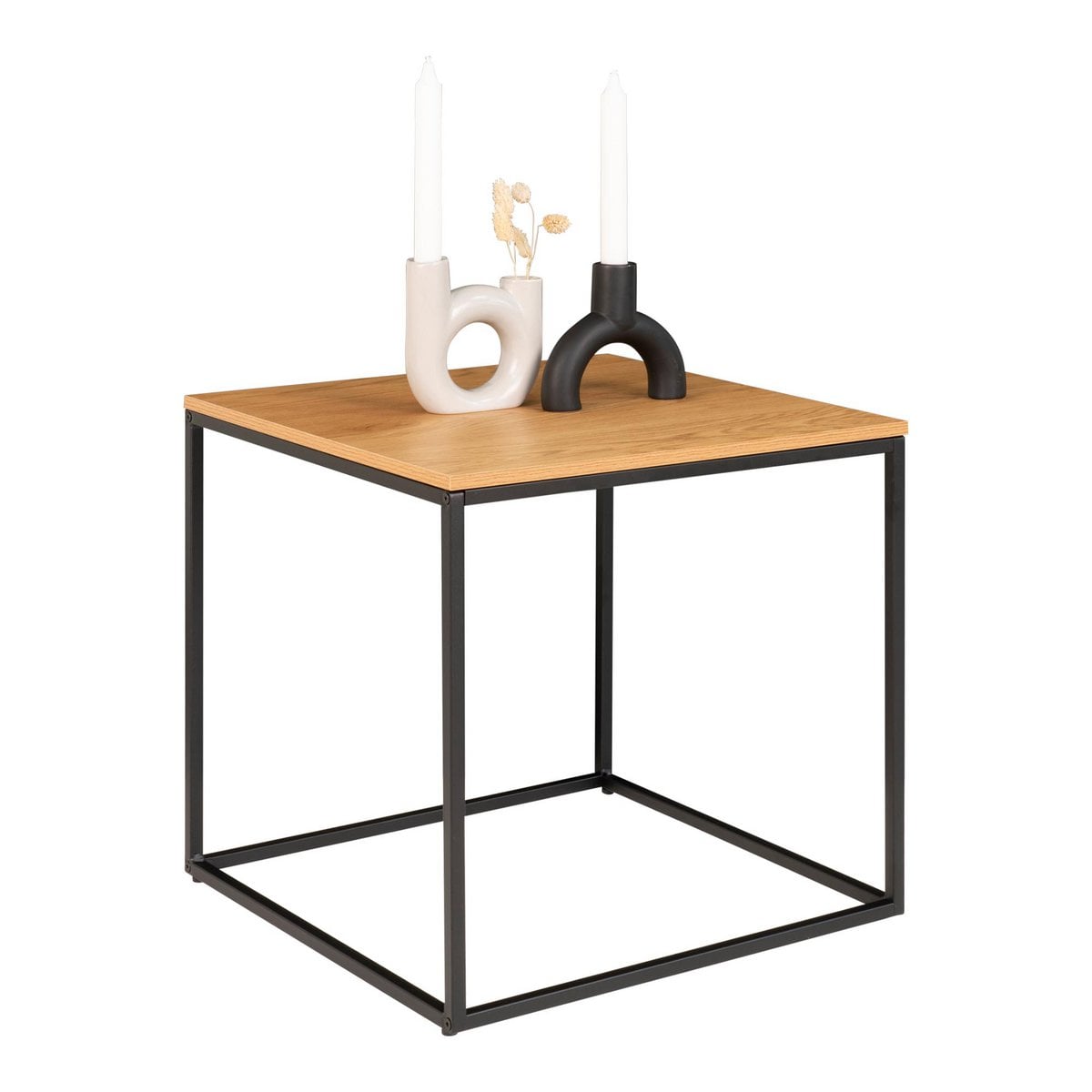 House Nordic ApS - Vita Bijzettafel - eikenlook, zwart, 45x45x45cm - Deco Delights
