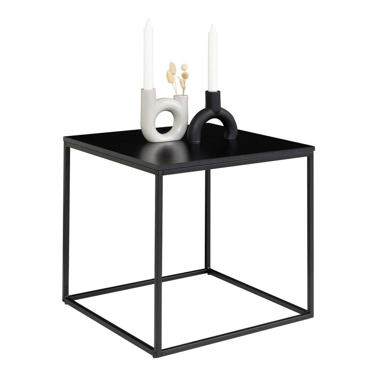 House Nordic ApS - Vita Bijzettafel - Staal, spaanplaat, melaminefolie, zwart - 45x45x45 cm - Deco Delights