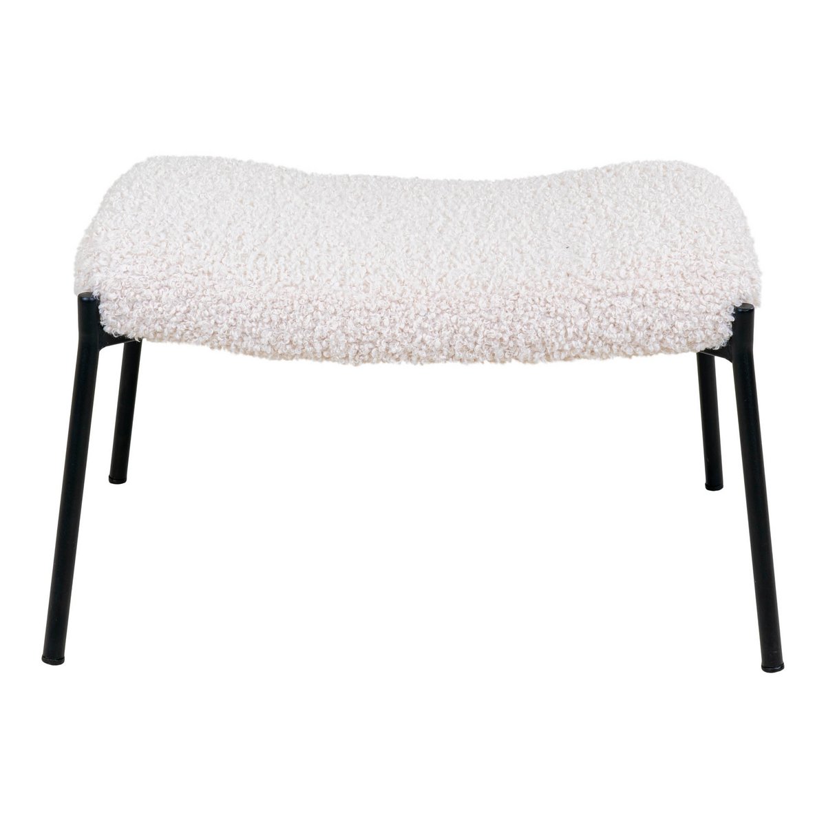 House Nordic ApS - Voetsteun Glasgow - Wit, kunstlamsleer, zwarte metalen poten - Deco Delights