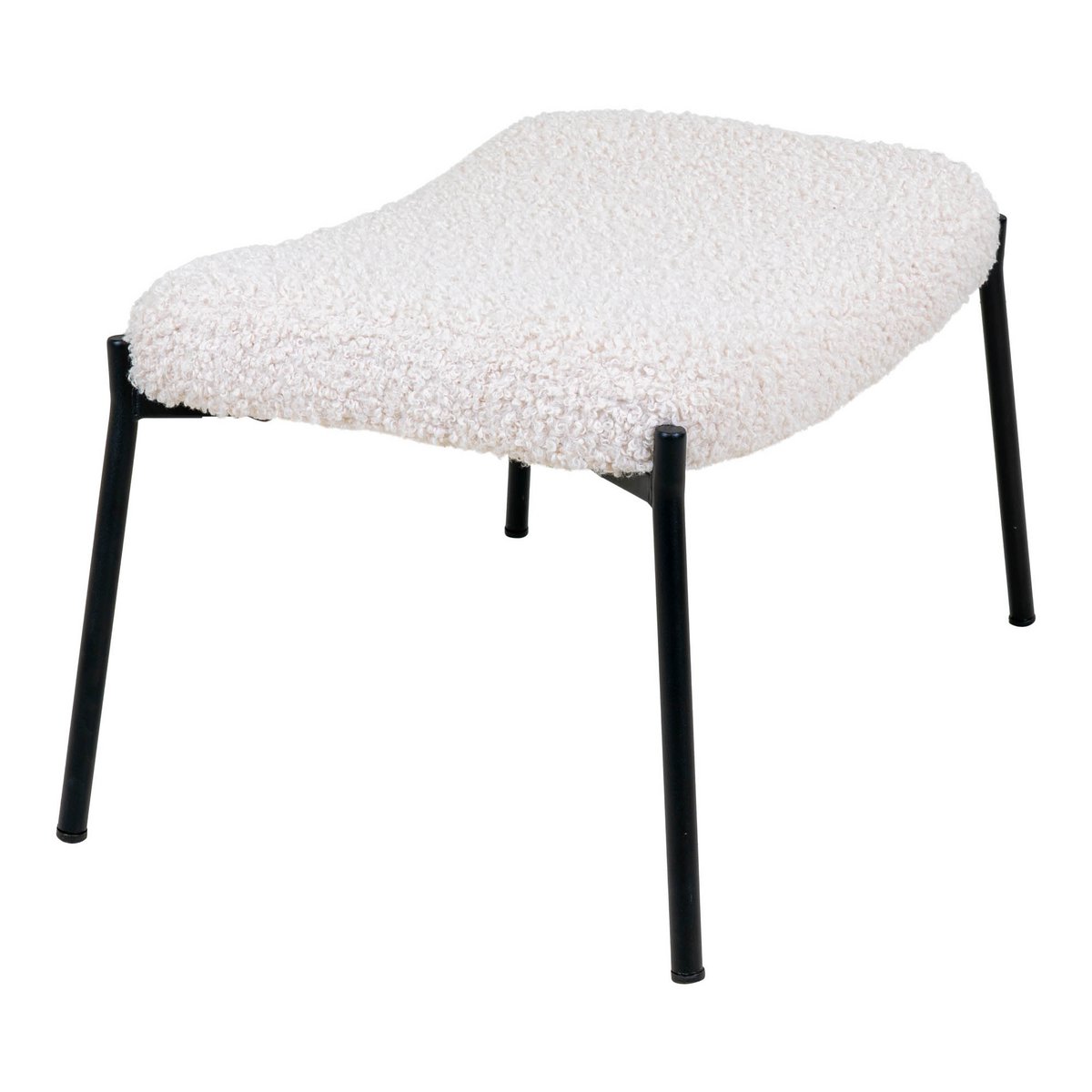 House Nordic ApS - Voetsteun Glasgow - Wit, kunstlamsleer, zwarte metalen poten - Deco Delights