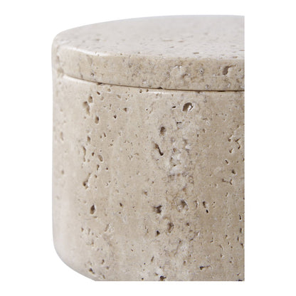House Nordic ApS - Voorraadpot - Naturel, Travertijn, Ø10x6,5cm - Deco Delights