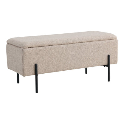 House Nordic ApS - Watford Bank - Beige, Bouclé, met opbergruimte 95x36,5x43cm - Deco Delights