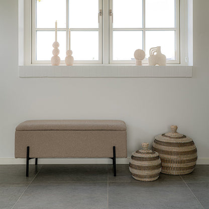 House Nordic ApS - Watford Bank - Beige, Bouclé, met opbergruimte 95x36,5x43cm - Deco Delights