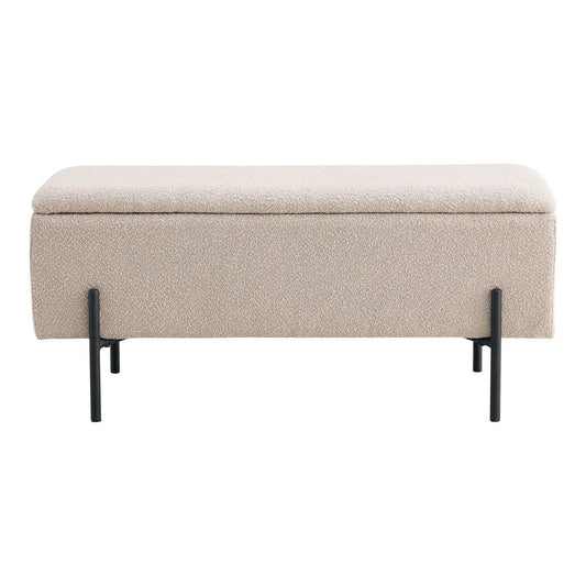 House Nordic ApS - Watford Bank - Beige, Bouclé, met opbergruimte 95x36,5x43cm - Deco Delights