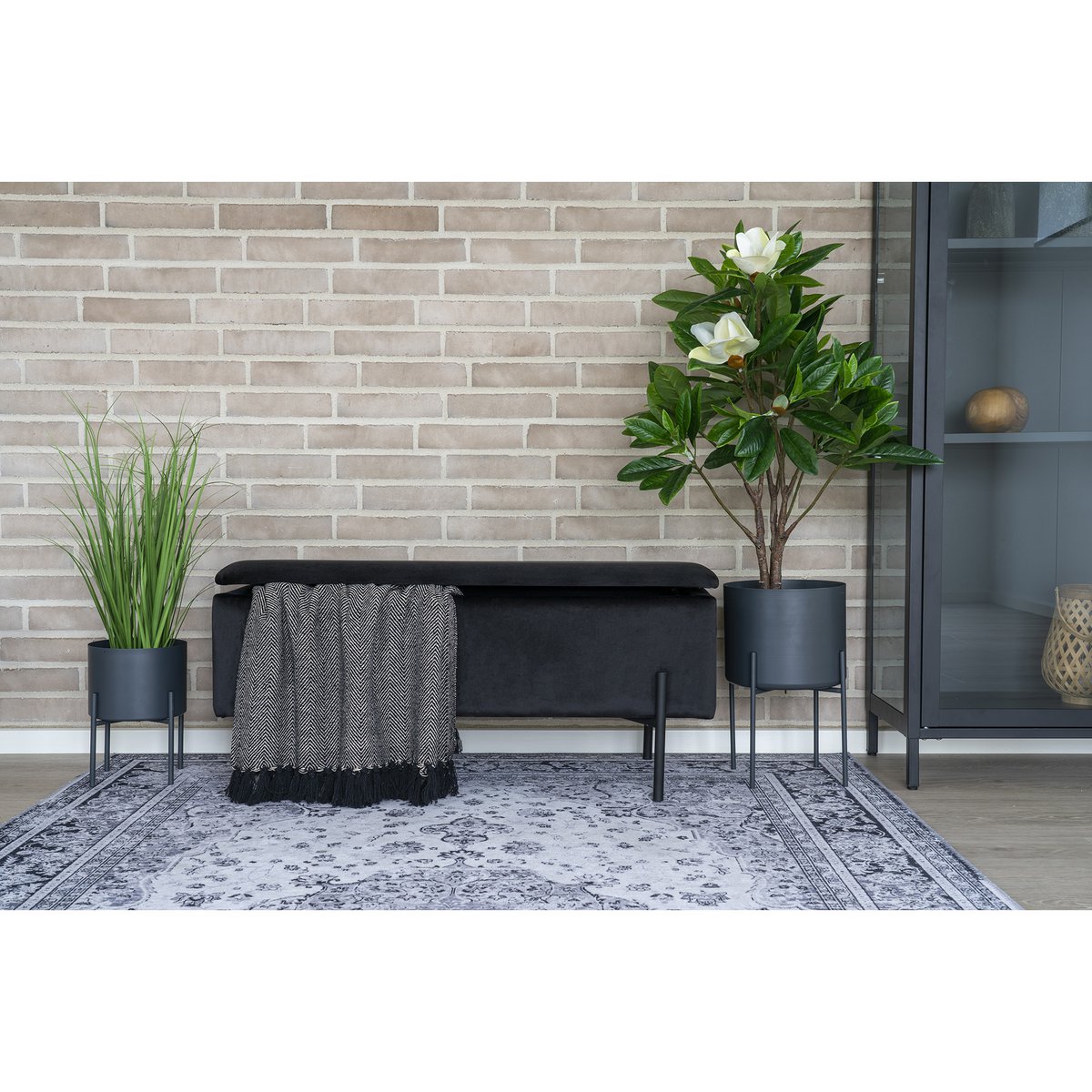 House Nordic ApS - Watford Bank - Polyester, Multiplex, Zwart Fluweel - 95x36,5x43 cm - Deco Delights