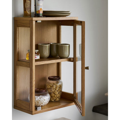 House Nordic ApS - Zamora Hangkast, eiken/eikenfineer/gehard glas, naturel, 20x40x60 cm - Deco Delights