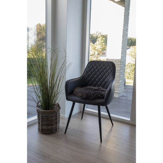 House Nordic ApS - Zitting van lamsleer - Echt lamsleer, Bruin - Ø35 cm - Deco Delights