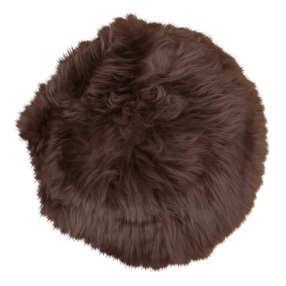 House Nordic ApS - Zitting van lamsleer - Echt lamsleer, Bruin - Ø35 cm - Deco Delights