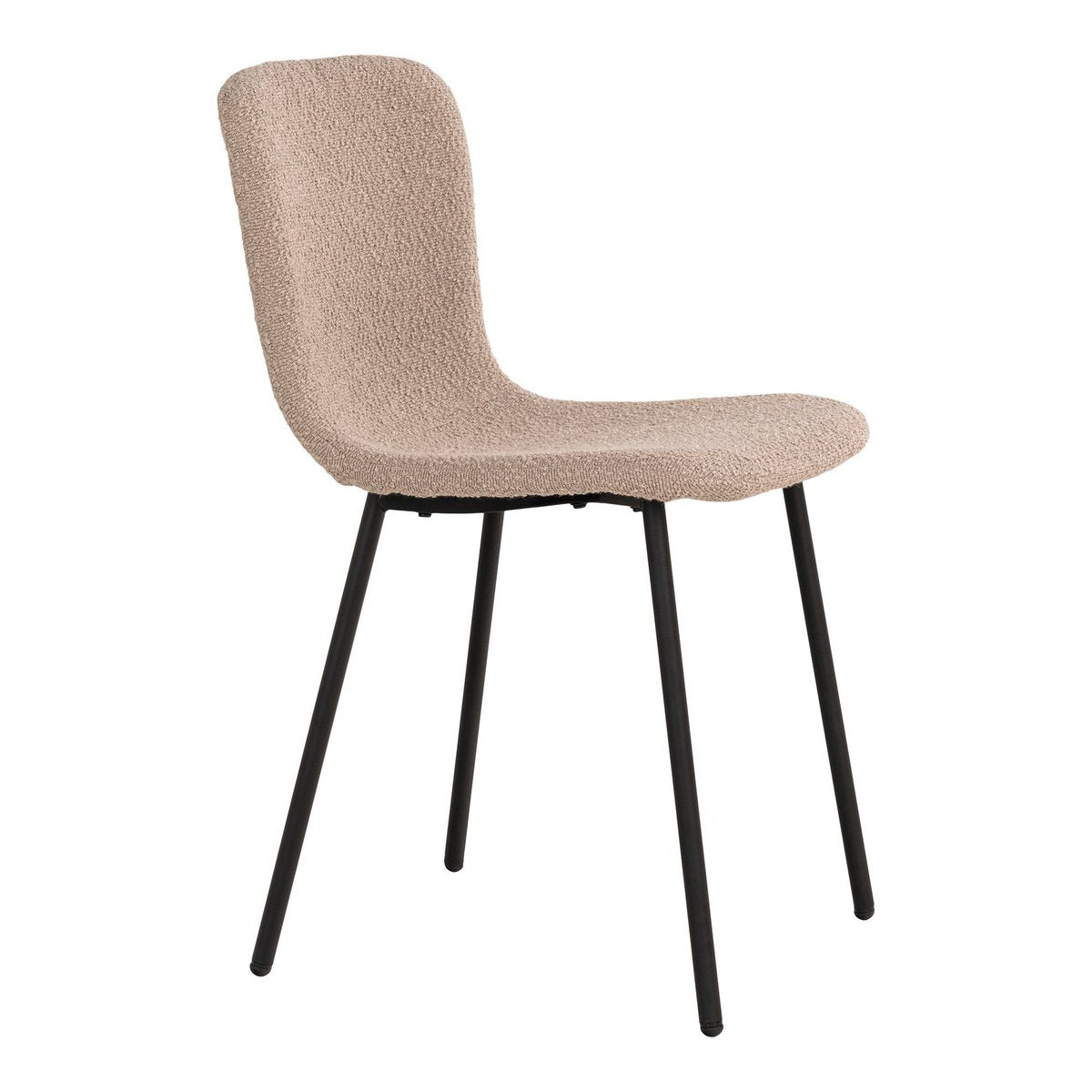 Halden Dining Chair - Eetkamerstoel in bouclé, beige met zwarte poten, HN1233