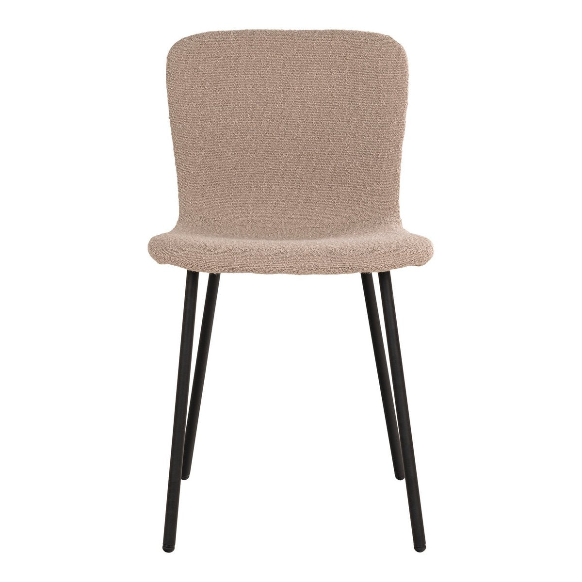 Halden Dining Chair - Eetkamerstoel in bouclé, beige met zwarte poten, HN1233