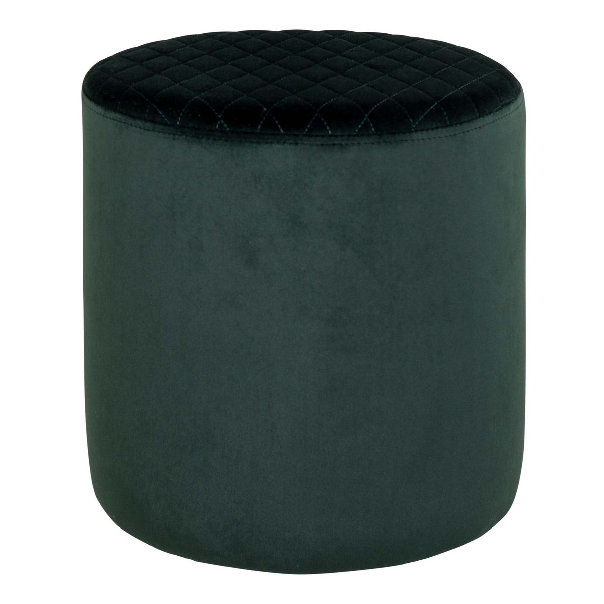 House Nordic ApS - Ejby Poef - Donkergroen, Fluweel, Ø34x36cm - Deco Delights Poef