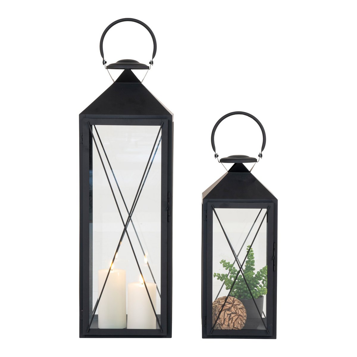 House Nordic ApS - House Nordic CASA - Lantaarn - Staal/Glas, Zwart, set van 2 - Deco Delights Lantaarn