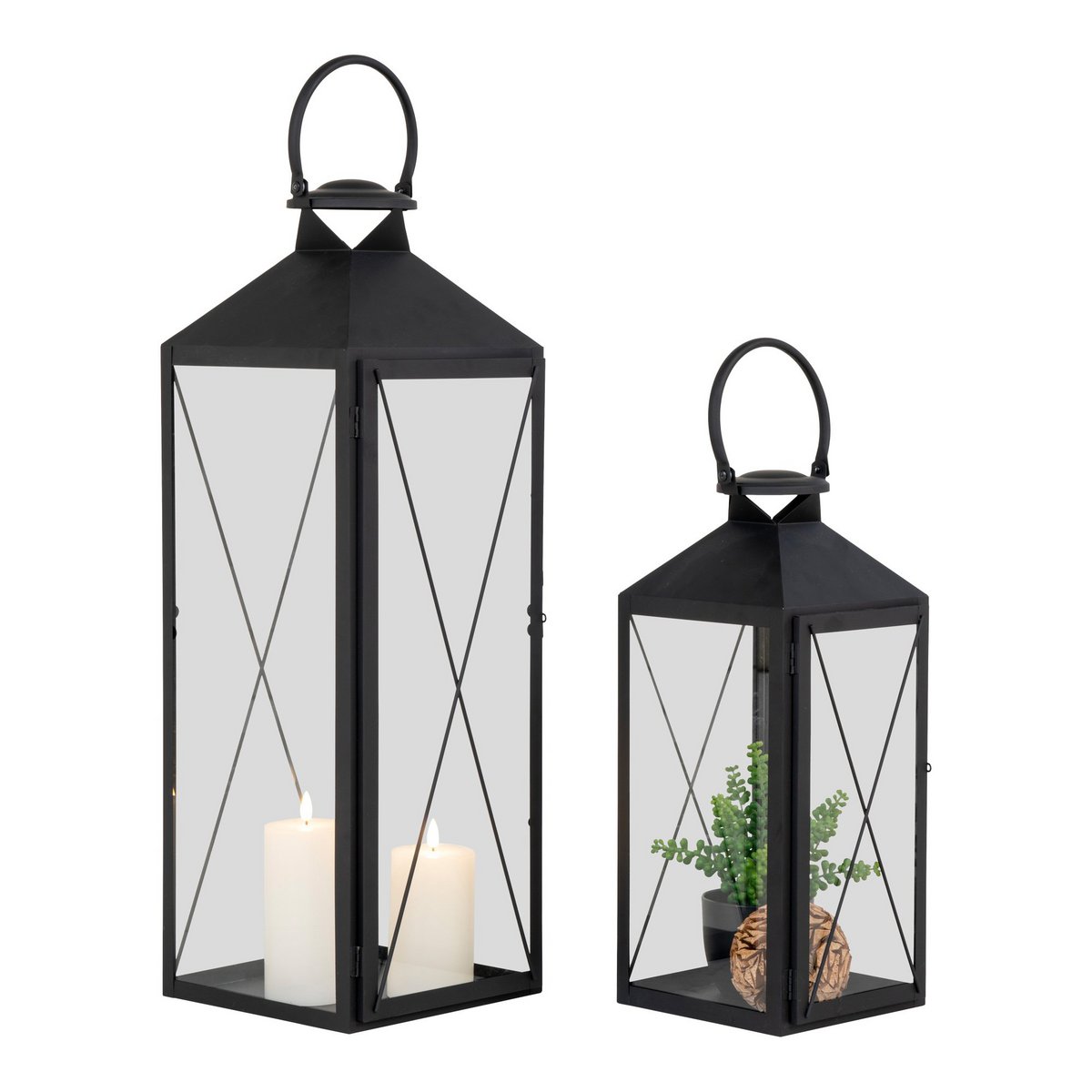 House Nordic ApS - House Nordic CASA - Lantaarn - Staal/Glas, Zwart, set van 2 - Deco Delights Lantaarn