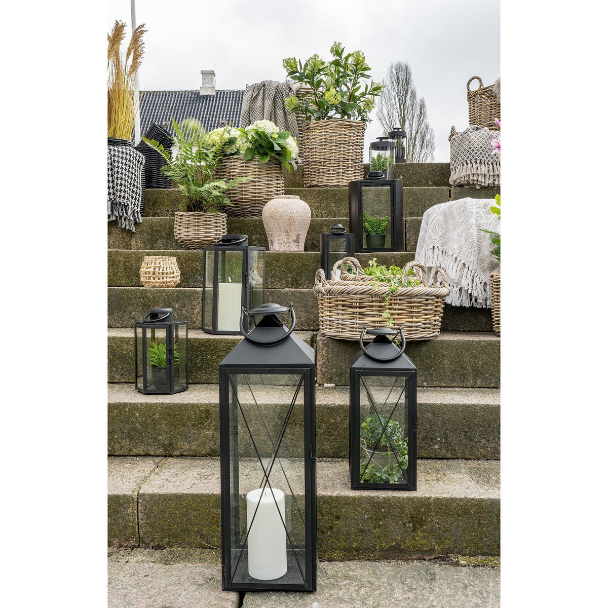 House Nordic ApS - House Nordic CASA - Lantaarn - Staal/Glas, Zwart, set van 2 - Deco Delights Lantaarn