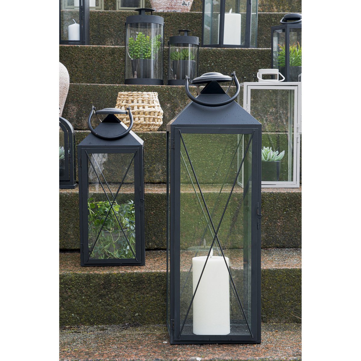 House Nordic ApS - House Nordic CASA - Lantaarn - Staal/Glas, Zwart, set van 2 - Deco Delights Lantaarn