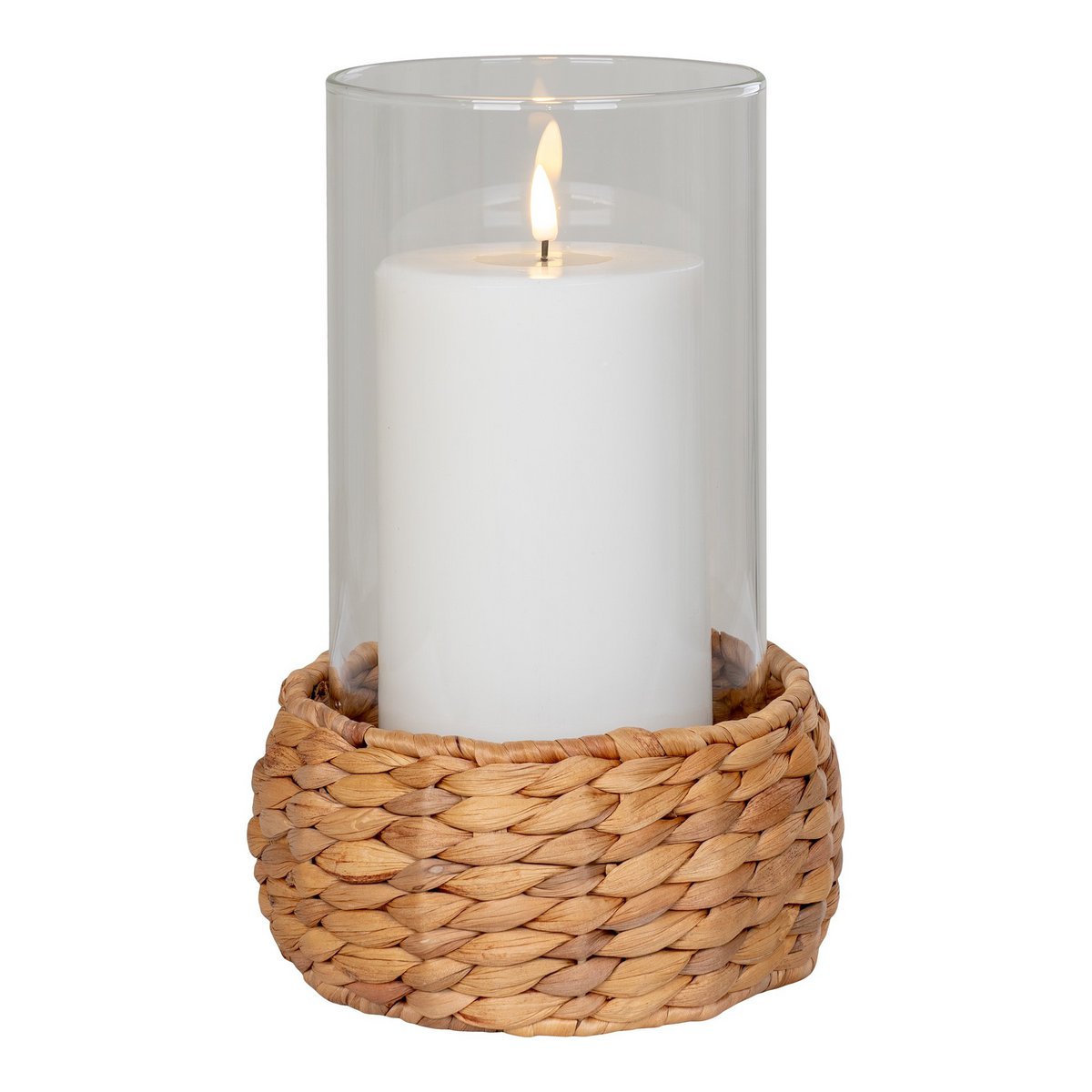House Nordic ApS - House Nordic HURICANE - Kandelaar - Waterhyacint/Glas, Lichtbruin-Rotan - Deco Delights Kandelaar