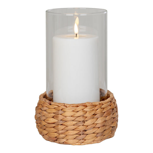 House Nordic ApS - House Nordic HURICANE - Kandelaar - Waterhyacint/Glas, Lichtbruin-Rotan - Deco Delights Kandelaar