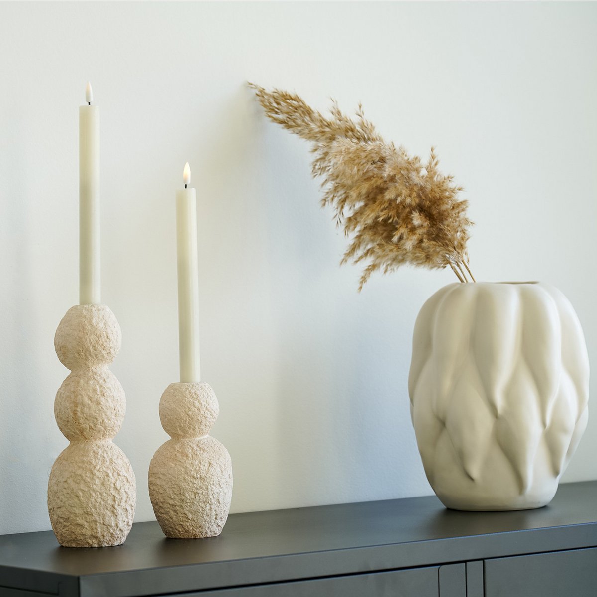 House Nordic ApS - House Nordic Kandelaar - Beige (set van 2) - Deco Delights Kandelaar