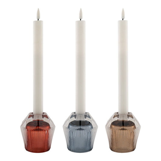 House Nordic ApS - House Nordic - Kandelaar - Glas, Rood/Blauw/Bruin, set van 12 - Deco Delights Kandelaar