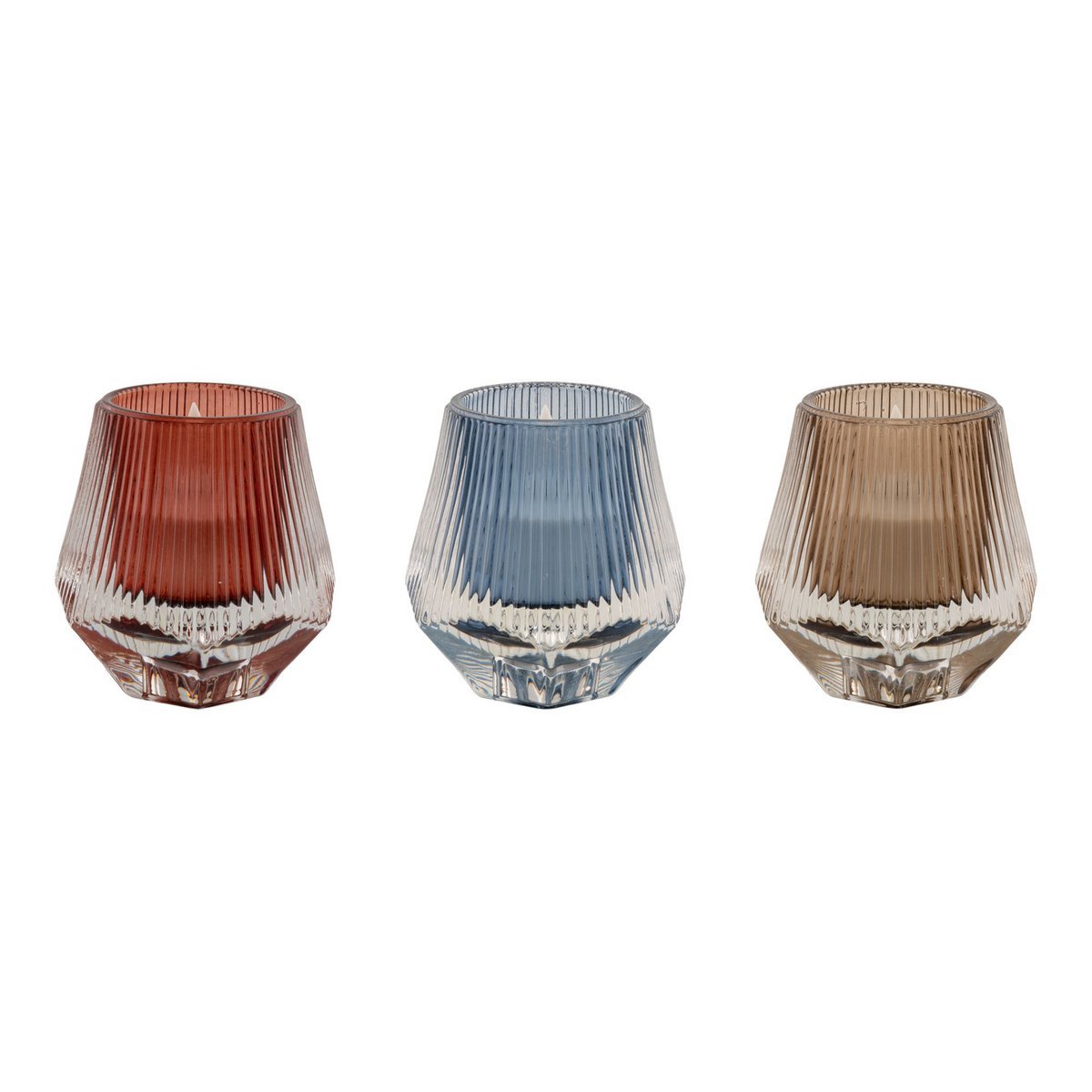 House Nordic ApS - House Nordic - Kandelaar - Glas, Rood/Blauw/Bruin, set van 12 - Deco Delights Kandelaar
