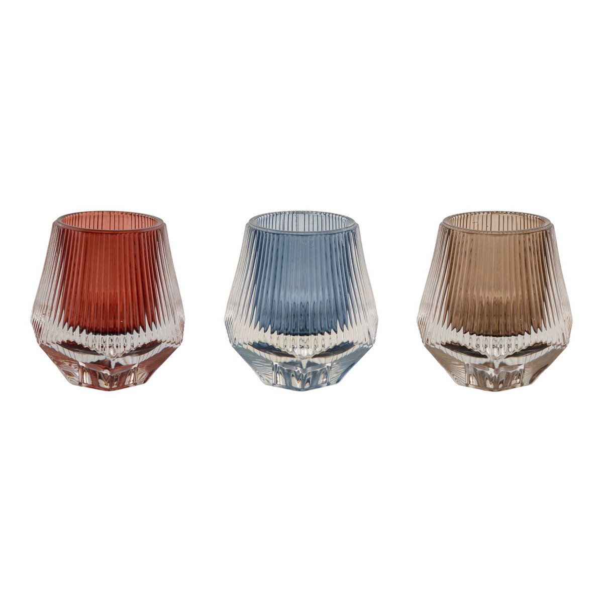 House Nordic ApS - House Nordic - Kandelaar - Glas, Rood/Blauw/Bruin, set van 12 - Deco Delights Kandelaar