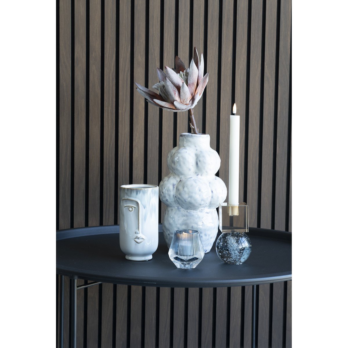 House Nordic ApS - House Nordic - Kandelaar - Glas, Rood/Blauw/Bruin, set van 12 - Deco Delights Kandelaar