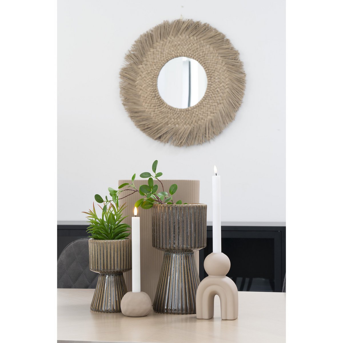 House Nordic ApS - House Nordic - Kandelaar - Keramiek, Bruin - Deco Delights Kandelaar