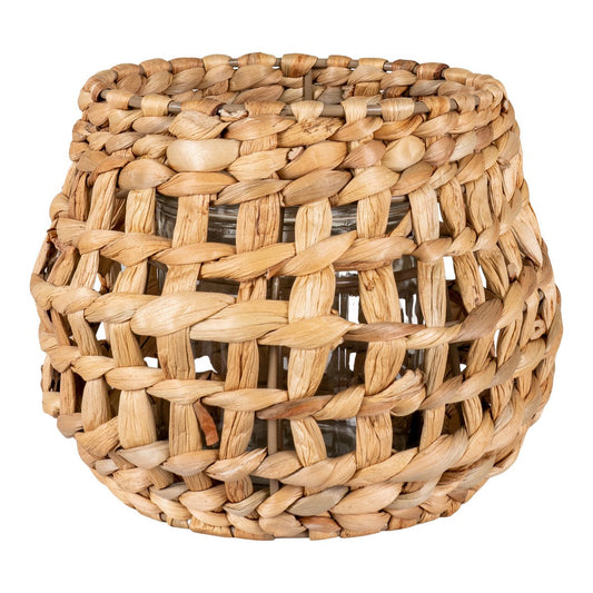 House Nordic ApS - House Nordic - Kandelaar - Waterhyacint/Glas, Lichtbruin-Rotan - Deco Delights Kandelaar