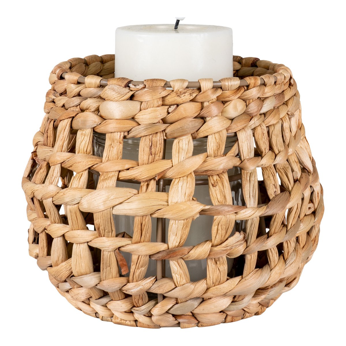 House Nordic ApS - House Nordic - Kandelaar - Waterhyacint/Glas, Lichtbruin-Rotan - Deco Delights Kandelaar