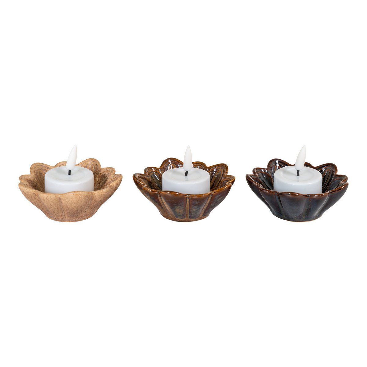House Nordic ApS - House Nordic Kom - Beige / Bruin / Donkerbruin (set van 3) - Deco Delights Waxinelichthouder