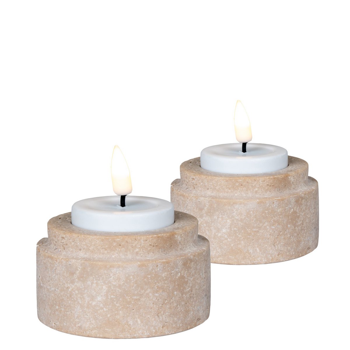 House Nordic ApS - House Nordic Theelichthouder - Natuurlijk (set van 2) - Deco Delights Waxinelichthouder