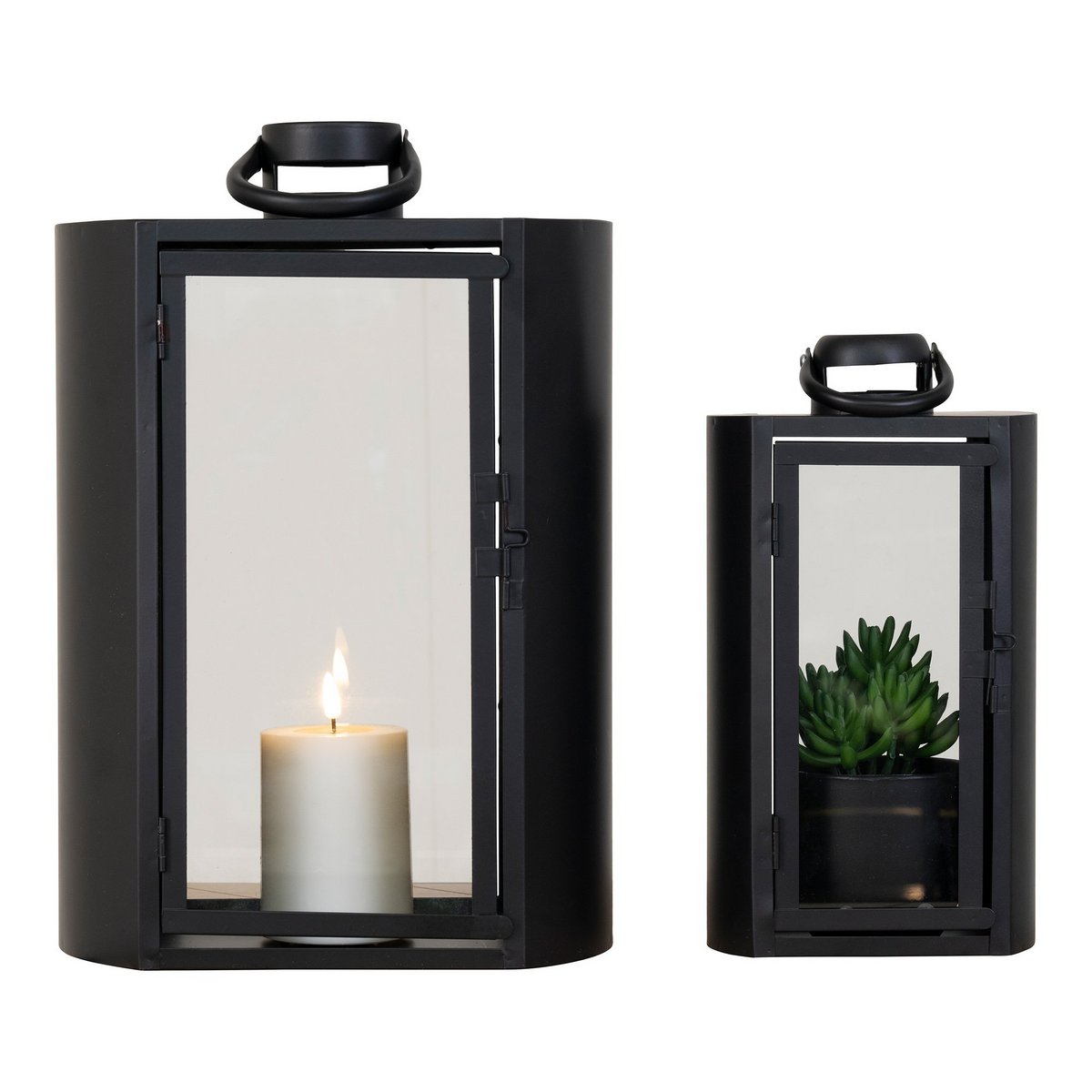 House Nordic ApS - House Nordic TOLOSA - Lantaarn - Staal/Glas, Zwart, set van 2 - Deco Delights Lantaarn