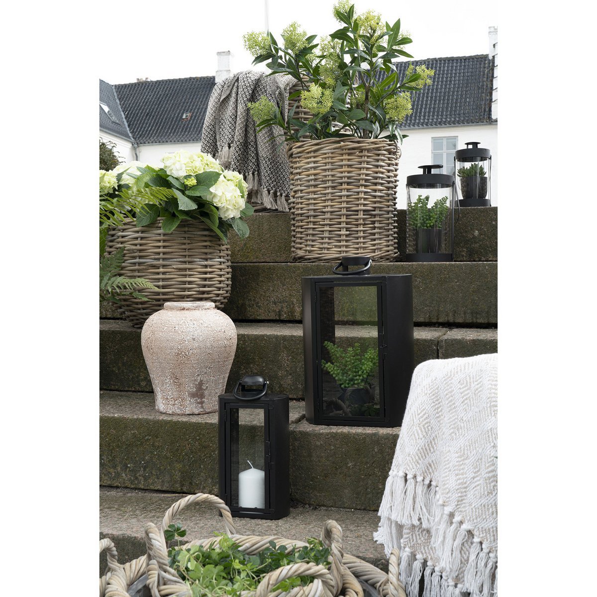 House Nordic ApS - House Nordic TOLOSA - Lantaarn - Staal/Glas, Zwart, set van 2 - Deco Delights Lantaarn